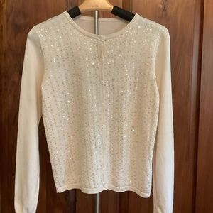Chic Cream Sequin Women's Cardigan